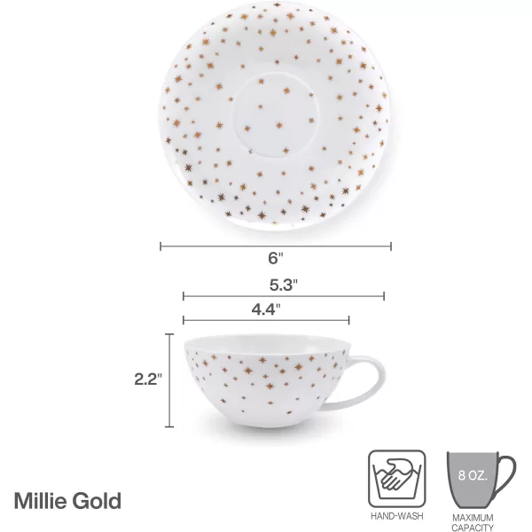 Mikasa Millie Gold Metallic Set of 4 All Purpose Bowls, 6 Inch