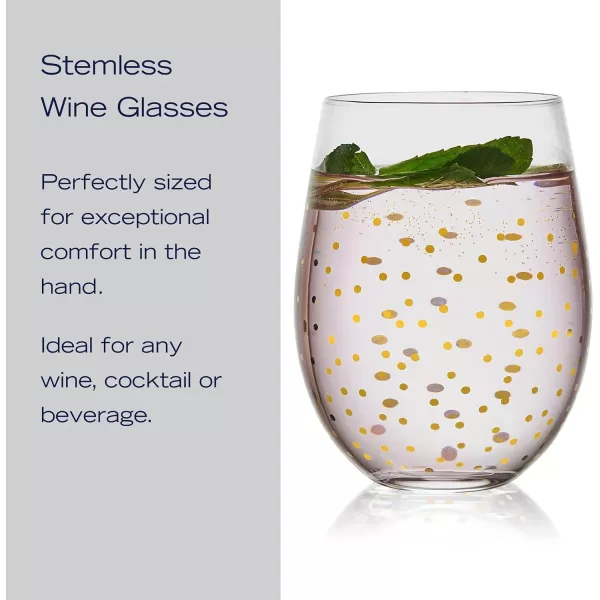 Mikasa Party Stemless Wine, Set of 4, 18 ounce, Gold/Silver