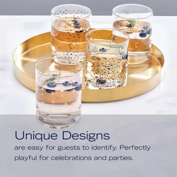 Mikasa Party Stemless Wine, Set of 4, 18 ounce, Gold/Silver