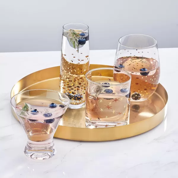 Mikasa Party Stemless Wine, Set of 4, 18 ounce, Gold/Silver