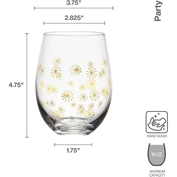 Mikasa Party Stemless Wine, Set of 4, 18 ounce, Gold/Silver