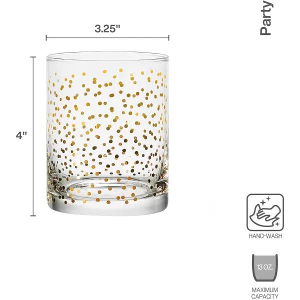 Mikasa Party Stemless Wine, Set of 4, 18 ounce, Gold/Silver