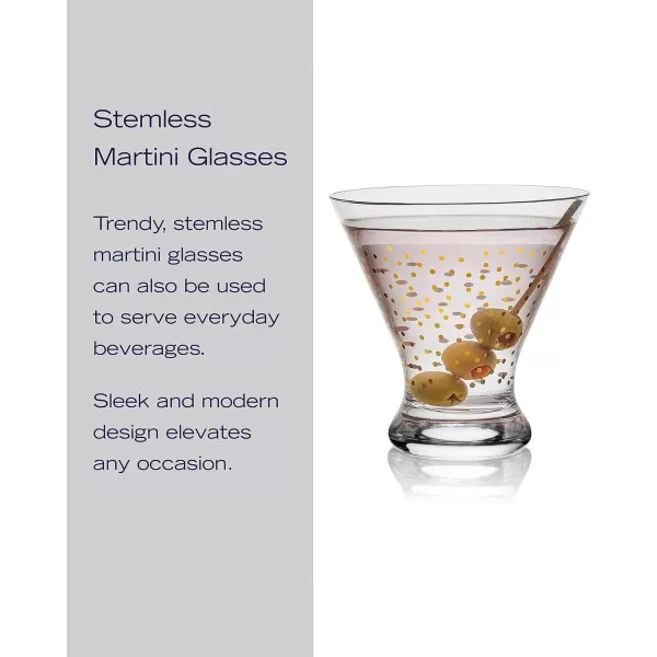 Mikasa Party Stemless Wine, Set of 4, 18 ounce, Gold/Silver