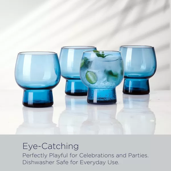 Mikasa Phoebe Double Old Fashioned Beverage, Set of 4, Blue