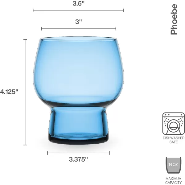 Mikasa Phoebe Double Old Fashioned Beverage, Set of 4, Blue