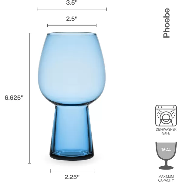 Mikasa Phoebe Goblet Beer Beverage Glass, Set of 4, Blue