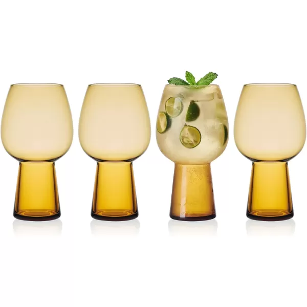 Mikasa Phoebe Goblet Beer Beverage Glass, Set of 4, Blue