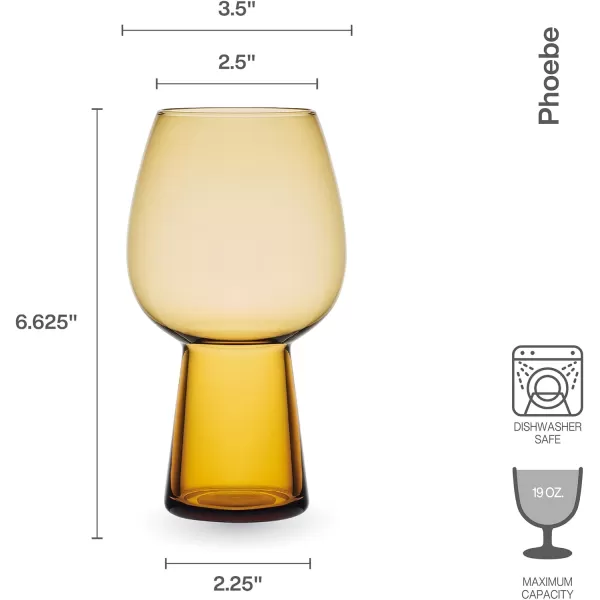Mikasa Phoebe Goblet Beer Beverage Glass, Set of 4, Blue