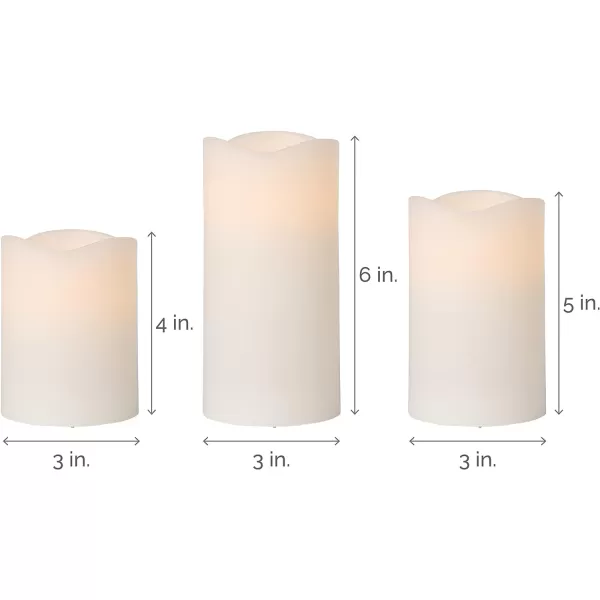 Mikasa Real Wax Wavy Top Flameless Candles, Exquisite White Battery Candles for Wedding, Christmas Decorations, and Everyday, 3x6 Inch