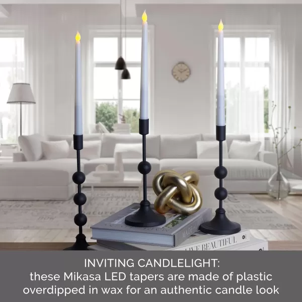 Mikasa Real Wax Wavy Top Flameless Candles, Exquisite White Battery Candles for Wedding, Christmas Decorations, and Everyday, 3x6 Inch