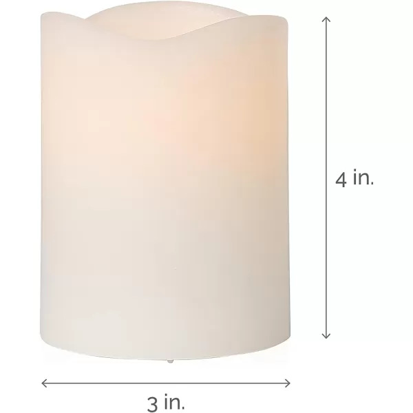 Mikasa Real Wax Wavy Top Flameless Candles, Exquisite White Battery Candles for Wedding, Christmas Decorations, and Everyday, 3x6 Inch