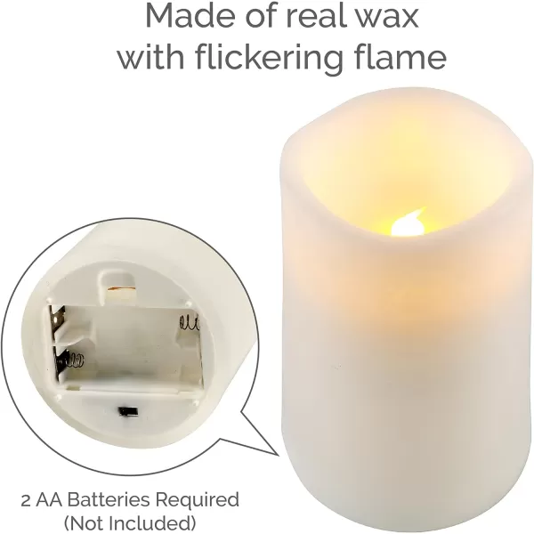 Mikasa Real Wax Wavy Top Flameless Candles, Exquisite White Battery Candles for Wedding, Christmas Decorations, and Everyday, 3x6 Inch