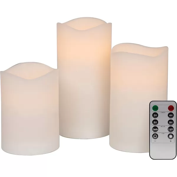 Mikasa Real Wax Wavy Top Flameless Candles, Exquisite White Battery Candles for Wedding, Christmas Decorations, and Everyday, 3x6 Inch