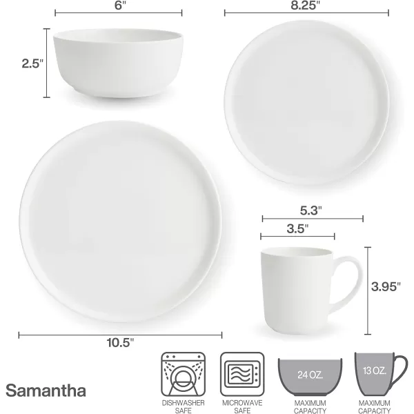 Mikasa Samantha Bone China Lightweight Chip Resistant Set of 4 Pasta Bowls Set, 9 Inch, White