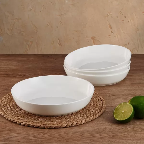 Mikasa Samantha Bone China Lightweight Chip Resistant Set of 4 Pasta Bowls Set, 9 Inch, White