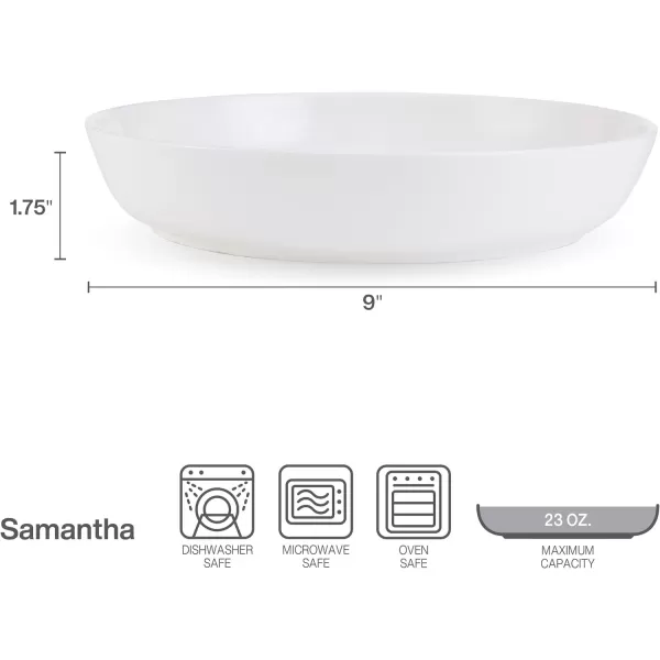 Mikasa Samantha Bone China Lightweight Chip Resistant Set of 4 Pasta Bowls Set, 9 Inch, White