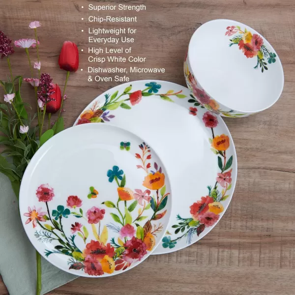 Mikasa Seaside Coastal Bone China Lightweight Chip Resistant 12 Piece Dinnerware Set, Service for 4