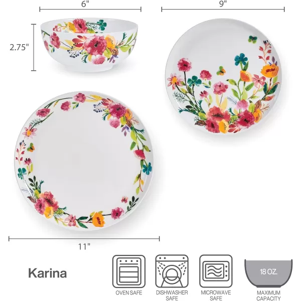 Mikasa Seaside Coastal Bone China Lightweight Chip Resistant 12 Piece Dinnerware Set, Service for 4