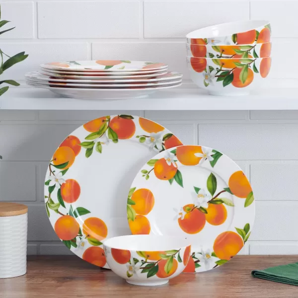 Mikasa Seaside Coastal Bone China Lightweight Chip Resistant 12 Piece Dinnerware Set, Service for 4