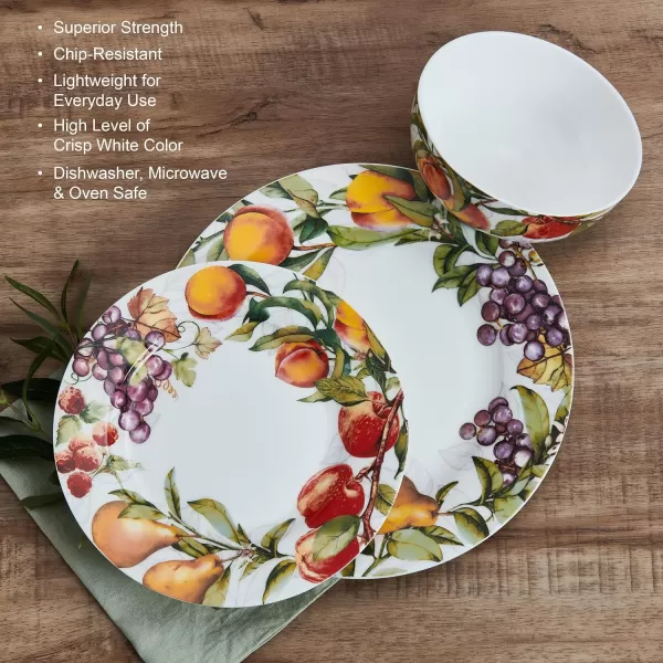 Mikasa Seaside Coastal Bone China Lightweight Chip Resistant 12 Piece Dinnerware Set, Service for 4