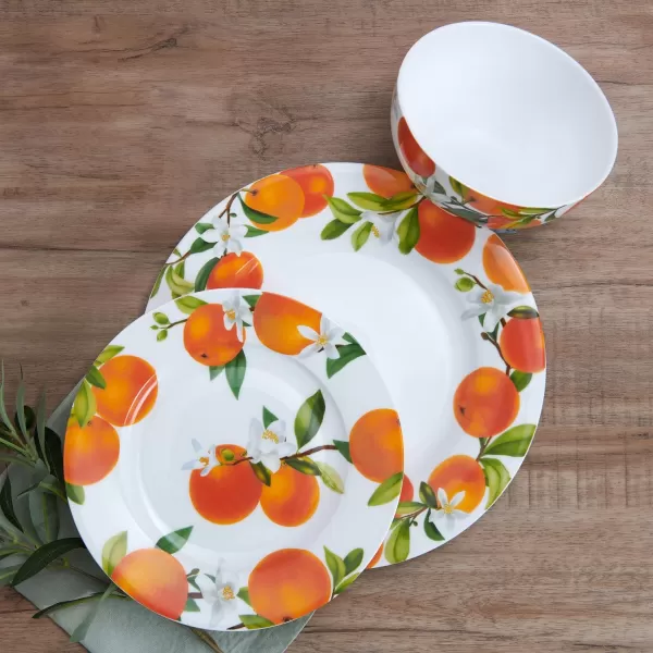 Mikasa Seaside Coastal Bone China Lightweight Chip Resistant 12 Piece Dinnerware Set, Service for 4