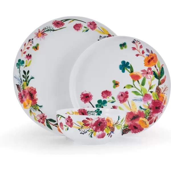Mikasa Seaside Coastal Bone China Lightweight Chip Resistant 12 Piece Dinnerware Set, Service for 4