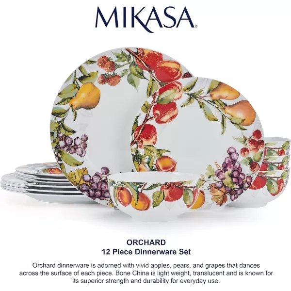 Mikasa Seaside Coastal Bone China Lightweight Chip Resistant 12 Piece Dinnerware Set, Service for 4