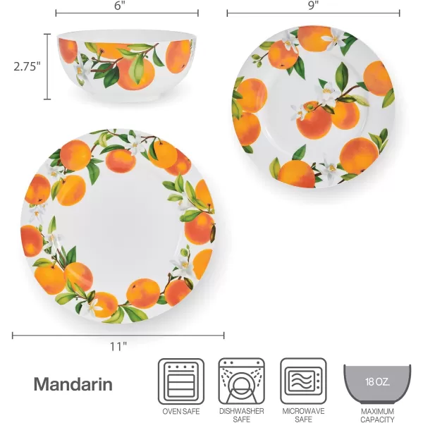 Mikasa Seaside Coastal Bone China Lightweight Chip Resistant 12 Piece Dinnerware Set, Service for 4