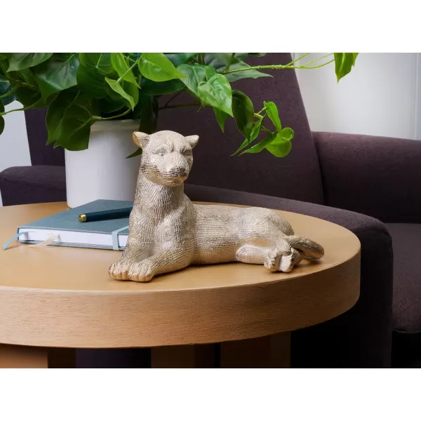 Mikasa Silver Resin Laying Leapord Figurine, Contemporary Look, for Bedroom, Living Room Dining Room, 10.04x6.1x5.71 Inch