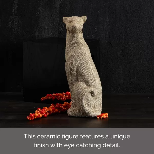 Mikasa Silver Resin Laying Leapord Figurine, Contemporary Look, for Bedroom, Living Room Dining Room, 10.04x6.1x5.71 Inch
