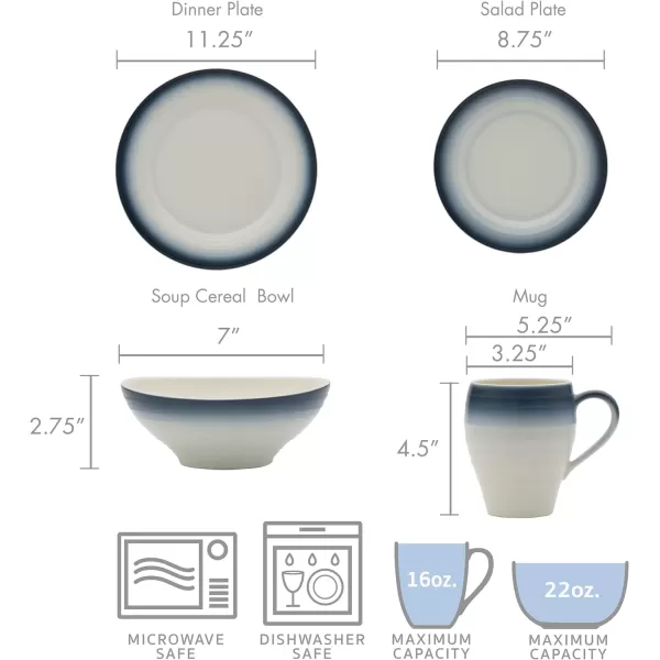 Mikasa Swirl 16-Piece Dinnerware Set, Service For 4, Blue