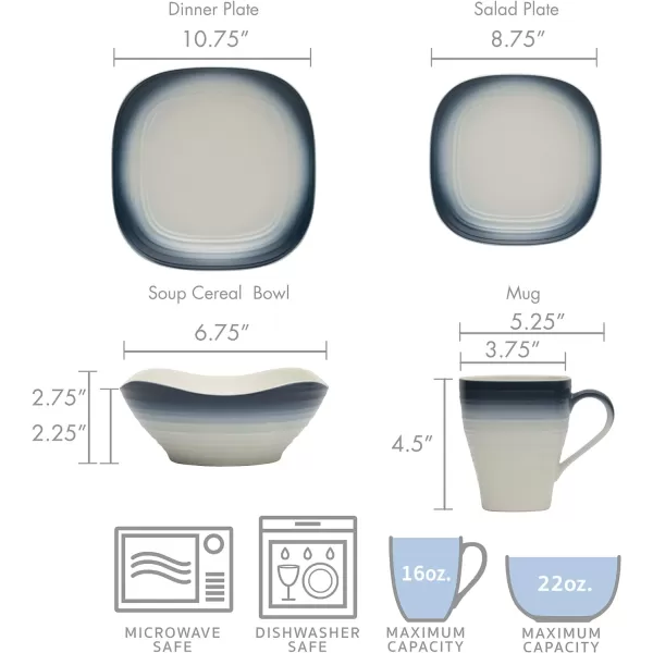 Mikasa Swirl 4-Piece Place Setting, Service For 1, Blue