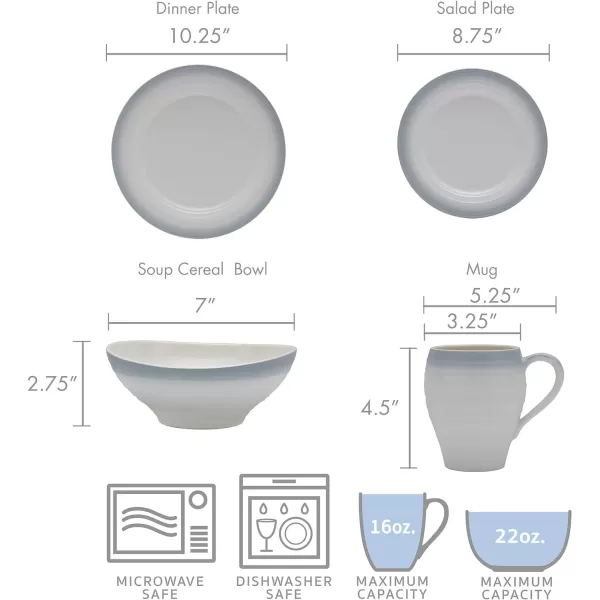 Mikasa Swirl 4-Piece Place Setting, Service For 1, Ombre Graphite