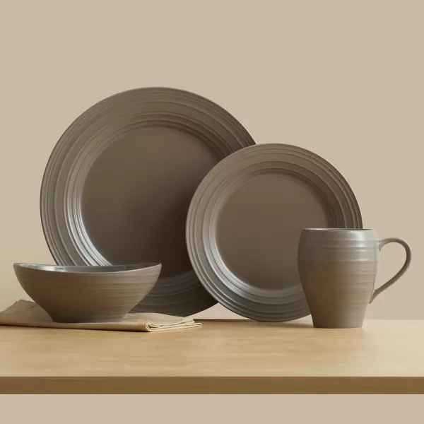 Mikasa Swirl 4 Piece Place Setting, Service for 1, Mocha