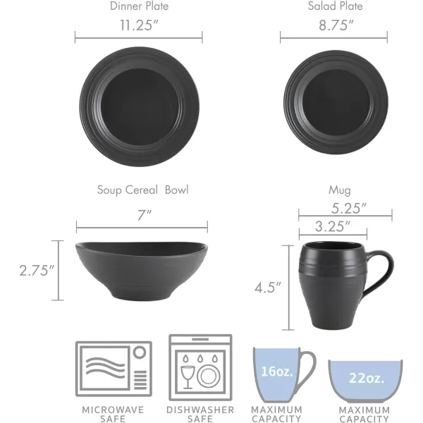 Mikasa Swirl 4 Piece Place Setting, Service for 1, Mocha