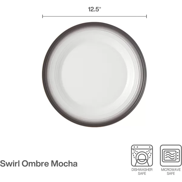 Mikasa Swirl Ombre White Round Platter, 12.5 Inch, Grey Banded
