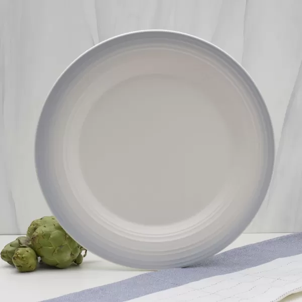 Mikasa Swirl Ombre White Round Platter, 12.5 Inch, Grey Banded