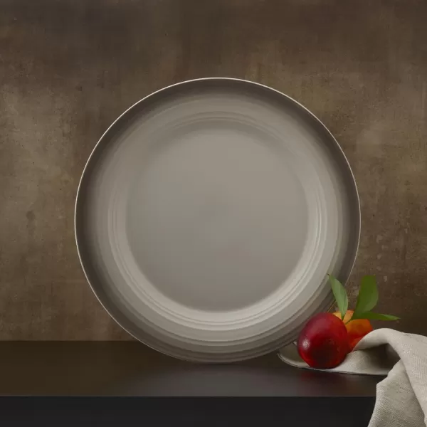 Mikasa Swirl Ombre White Round Platter, 12.5 Inch, Grey Banded