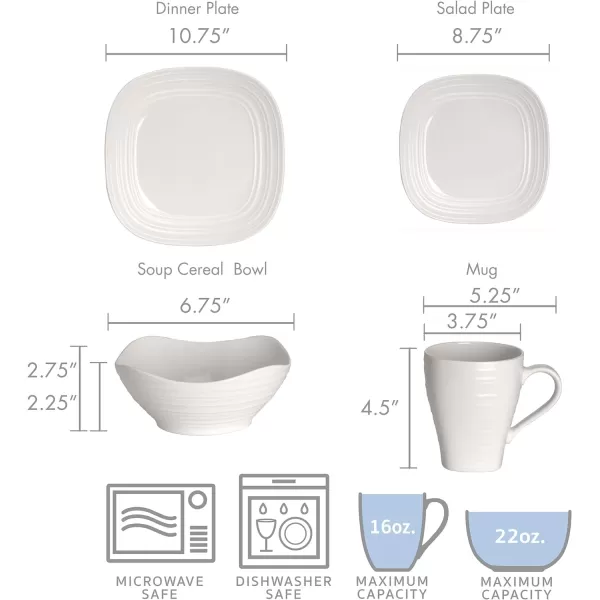 Mikasa Swirl Square Ombre Graphite 16 Piece Dinnerware Set, Service for 4