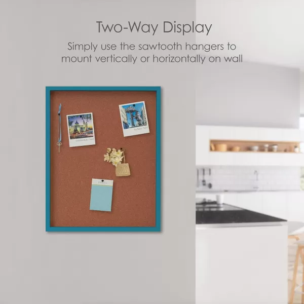 Mikasa Teal Framed Cork Board, Includes 5 Tacks, 21x17