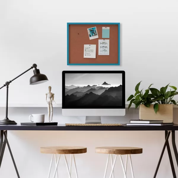 Mikasa Teal Framed Cork Board, Includes 5 Tacks, 21x17