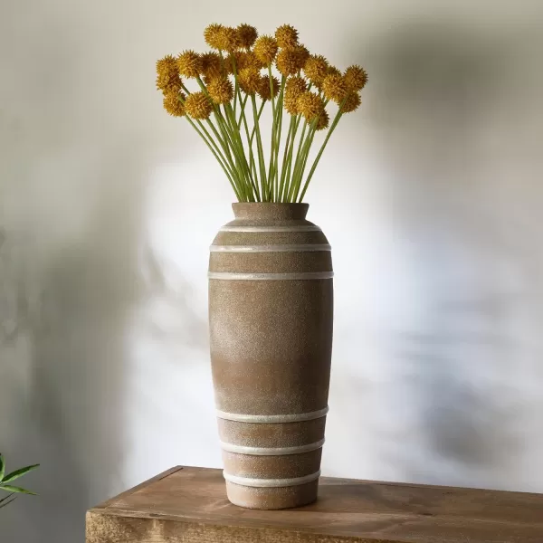 Mikasa Textured Stripe Ceramic Vase, 6.89x6.89x10.04
