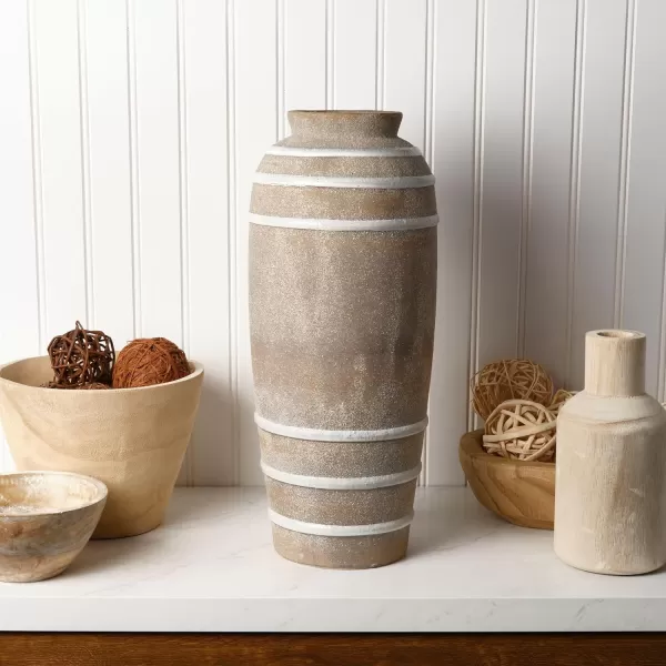 Mikasa Textured Stripe Ceramic Vase, 6.89x6.89x10.04