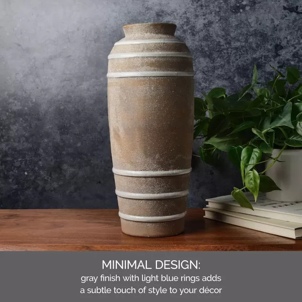 Mikasa Textured Stripe Ceramic Vase, 6.89x6.89x10.04