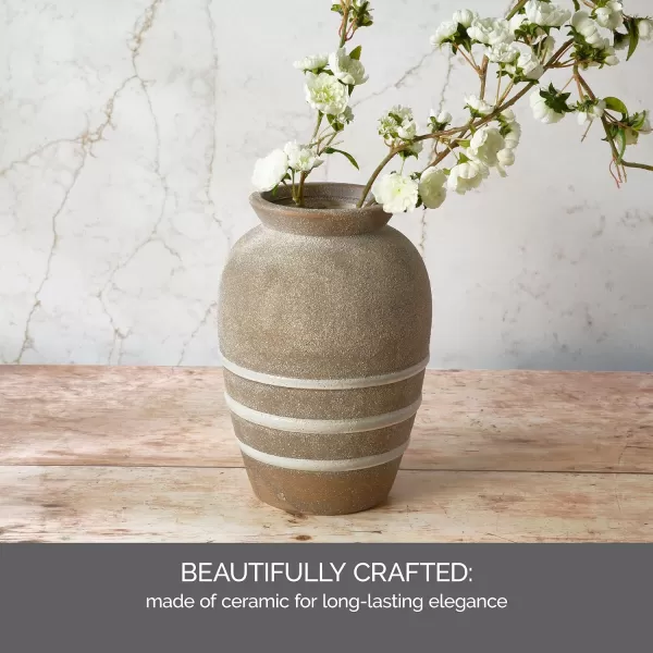 Mikasa Textured Stripe Ceramic Vase, 6.89x6.89x10.04