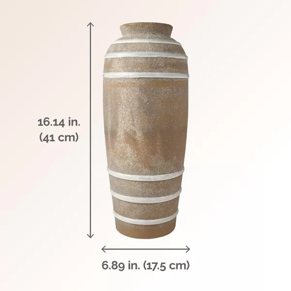 Mikasa Textured Stripe Ceramic Vase, 6.89x6.89x10.04