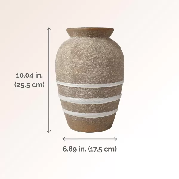 Mikasa Textured Stripe Ceramic Vase, 6.89x6.89x10.04