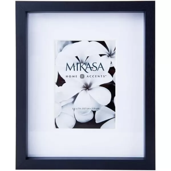 Mikasa 16x16 in. Gallery Frame 15x15 in. Photo without Mat, 5x7 in. Photo with Mat, 2 mm Beveled Mat, Vertical or Horizontal Display, Gray