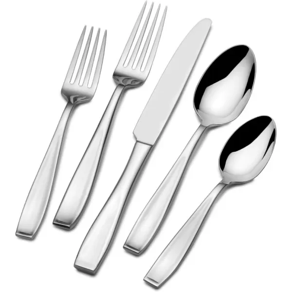 Mikasa 5081086 Regent Bead 65-Piece 18/10 Stainless Steel Flatware Set with Serving Utensil Set, Service for 12