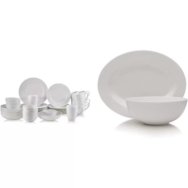 Mikasa Annabele Chip Resistant 40-Piece Dinnerware Set, Service For 8,White